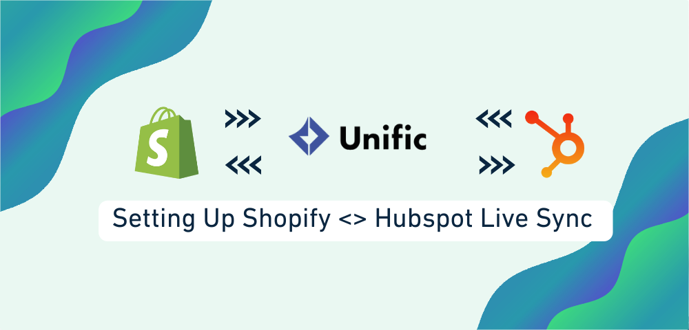 Image of Shopify and Hubspot with a logo of unific in the middle