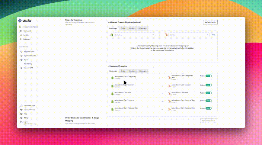 Gif of setting pre-mapped properties 