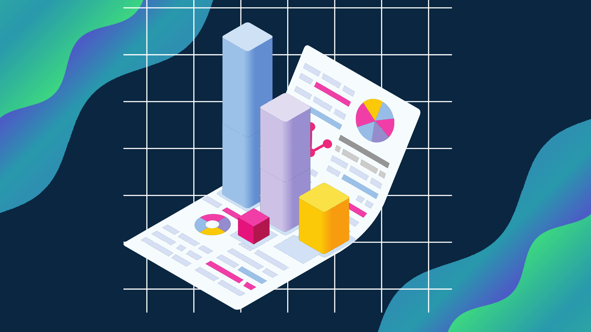 3D Bar Chart sitting on top of a sales documentation