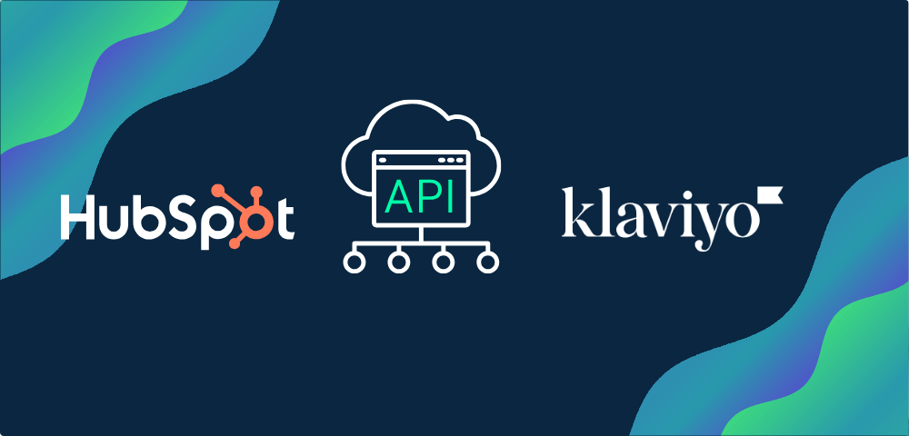 Hubspot and Klaviyo logos in between API Icon